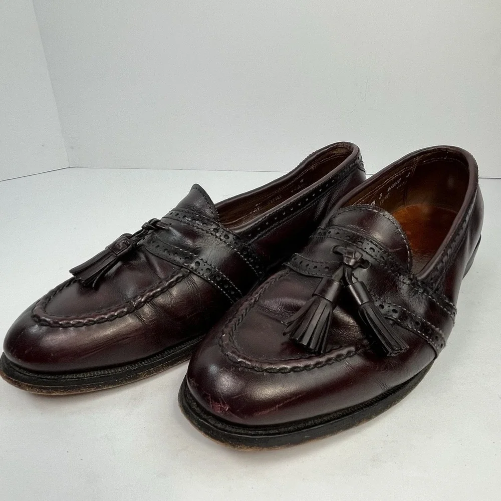 Allen Edmonds Harvard Casual Dress Shoes Burgundy Leather Loafers Size Size 8.5D